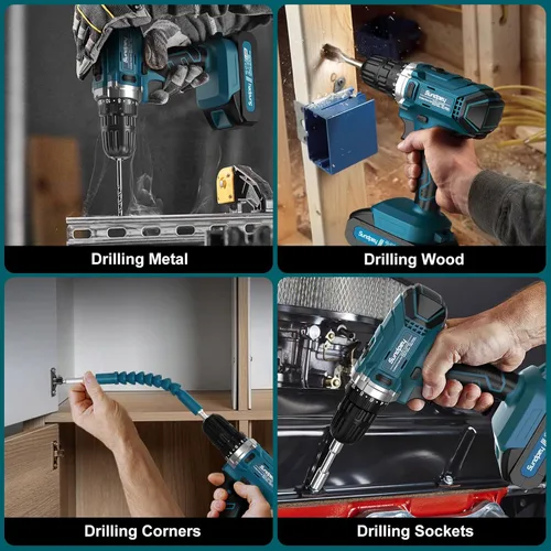 Vista 6 de Sundpey 255-PC Portable Home and Auto Tool Kit Set with 21V Cordless Drill