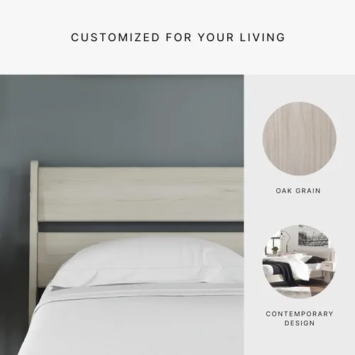 Vista 6 de Signature Design by Ashley Socalle - Cabecero completo, con listones abiertos, color beige natural