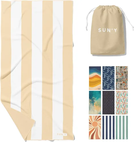 Vista 14 de SUN'Y Toalla de Playa de Microfibra Waffle – Sin Arena, Secado Rápido, Ultra Absorbente, Ligera y Compacta, Toalla de Viaje con Bolsa de Transporte