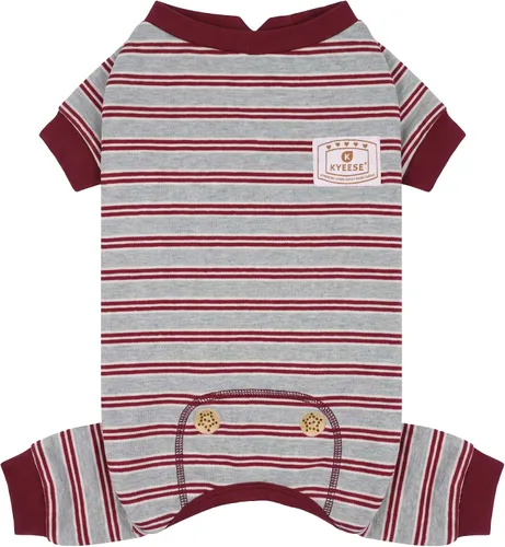Vista 21 de KYEESE Pijama a rayas para perros pequeños, mameluco elástico para uso 01# Rayas verdes