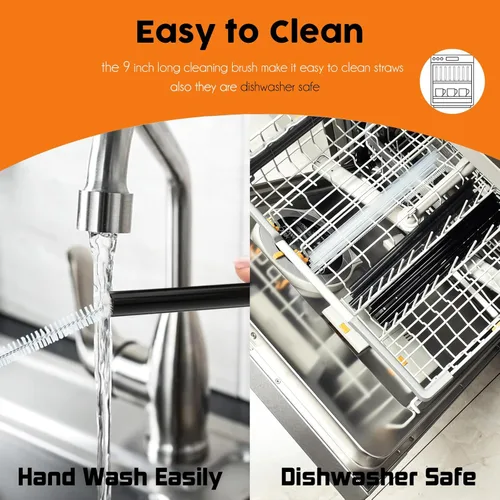 Vista 4 de ALINK Pajitas de repuesto para botella de agua aislada Owala FreeSip de 32 onzas y 24 onzas, paquete de 6 popotes de plástico negro reutilizables