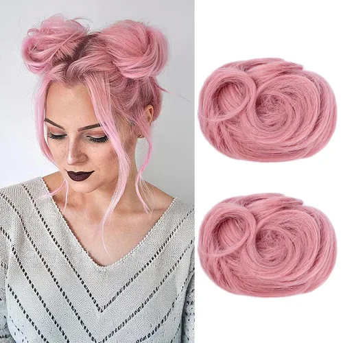 Vista 41 de REECHO Space Bun Hair Pieces, 2 piezas de mini clips de garra en moños desordenados y orejas de gato, extensiones de moño de cabello falso HB001