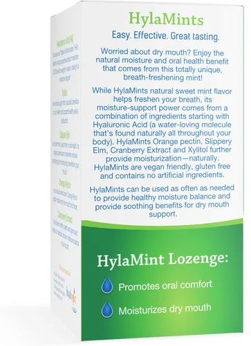 Vista 3 de Hyalogic HyaMints - Mentas respiratorias para boca seca, sabor a menta sin azúcar, ambientador natural con ácido hialurónico, extracto de arándano
