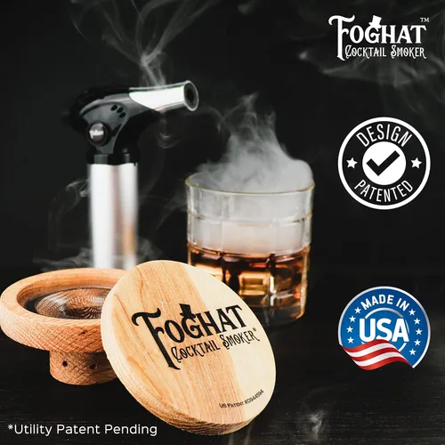 Vista 6 de THOUSAND OAKS BARREL Foghat Kit de ahumador de cóctel – Barril de Bourbon Oak Fuel virutas de madera y antorcha para ahumar Infundir cócteles