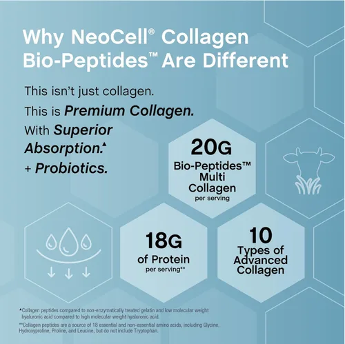 Vista 5 de NeoCell Polvo de biopéptidos multicolágeno 10 onzas Avanzado con ácido hialurónico y vitamina C 10 súper tipos de colágeno Absorción