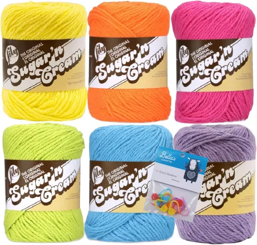 Vista 9 de Lily Sugar'n Cream - Paquete de 6 hilos de 100 % algodón con marcadores de puntada Bella's Crafts (mezcla azul-verde)