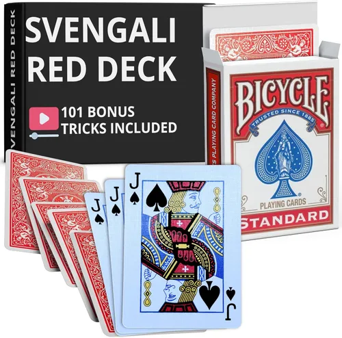 Vista 40 de Ted's Sterling Magic Juego de cartas Precision Red Rider Back Bicycle Svengali con instrucciones para más de 100 trucos (Sota de Corazones)