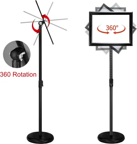 Vista 3 de Soporte ajustable para carteles de alta resistencia, soporte de aluminio abierto para 8.5 x 11 pulgadas, vista vertical y horizontal, utilizado