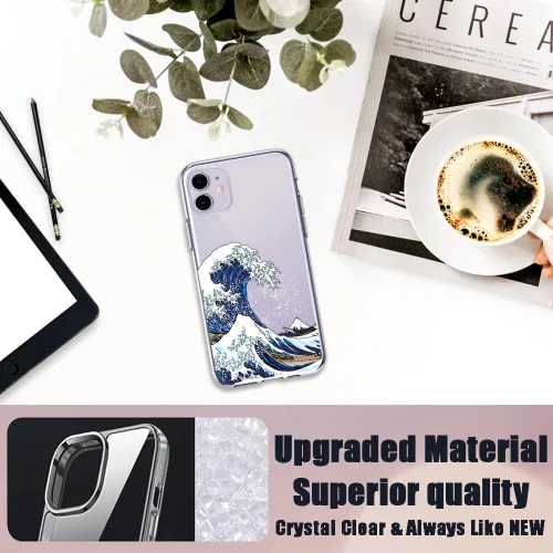 Vista 6 de Compatible con iPhone 11, funda transparente con flores florales a prueba de golpes, parte trasera dura, delgada, bonita funda transparente