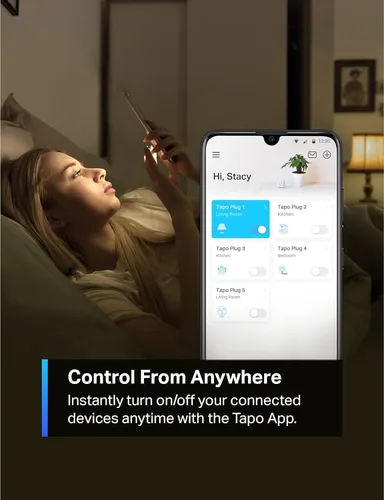 Vista 3 de TP-Link Tapo Smart Plug Mini 15A, enchufe Wi-Fi para casa inteligente, configuración súper fácil, compatible con Alexa y Google Home, no requiere