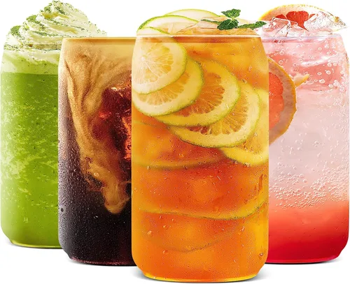 BaveL Vasos de cerveza grandes, juego de 4 vasos de cerveza con forma de lata de 20 onzas, vasos de cerveza de forma elegante son el regalo ideal,