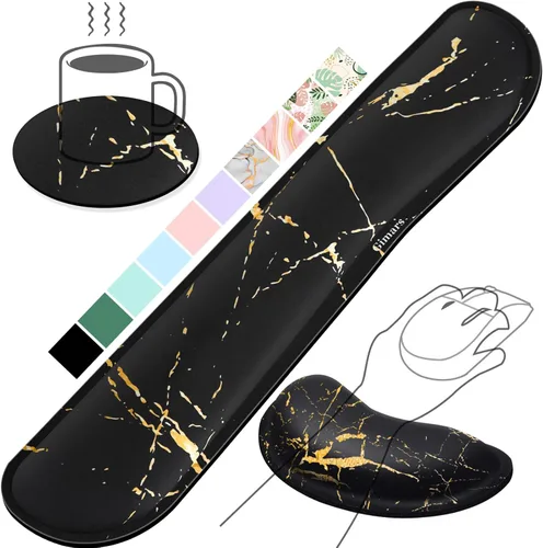 Vista 30 de Gimars Juego Mejorado Ampliado de Almohadilla de Apoyo para Muñeca de Teclado de Espuma Viscoelástica de Gel, Diseño Ergonómico Cómodo