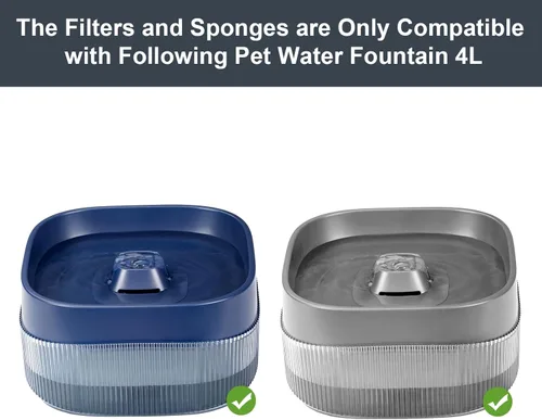 Vista 2 de Cat Water Fountain Filter, 4 Pack Replacement Filters & 2 Pack Replacement Pre-Filter Sponges for 135oz/4L Automatic Pet Fountain Cat Water Fountain