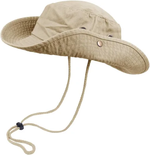 Vista 9 de Sombreros de pescador con cuerda de ala ancha para senderismo, pesca, protección solar UV, safari, unisex
