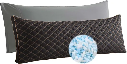 Vista 23 de WhatsBedding Almohada corporal de espuma viscoelástica con funda de algodón transpirable con cremallera, almohada de cuerpo completo para adultos