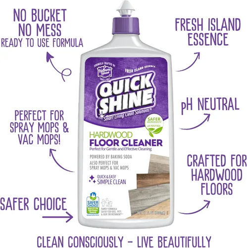 Vista 2 de Quick Shine Limpiador de pisos de madera dura y esmalte de piso de madera con botellas de carnauba derivadas de plantas de 2 a 27 onzas, elimina
