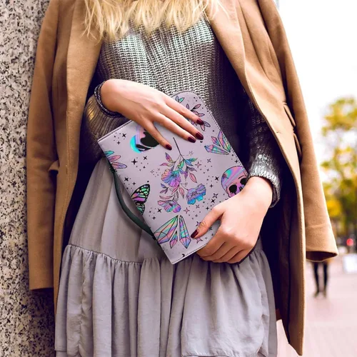 Vista 3 de Bengbobar Funda de Biblia morada para niñas y mujeres, funda de Biblia floral gótica con asa, impermeable, protector de la Biblia con asa