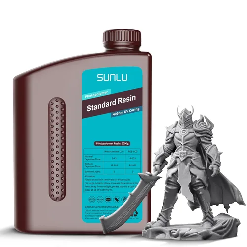 SUNLU Resina de impresora 3D estándar de 4.4 lbs actualizada, resina de curado UV de 405 nm, impresoras 3D LCD/DLP/SLA, resina de impresora 3D de
