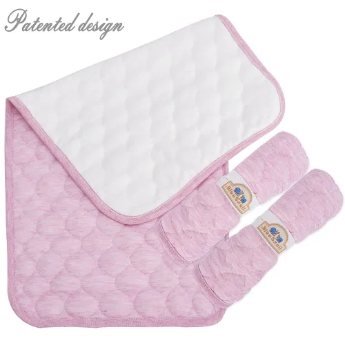Vista 3 de BlueSnail Forro acolchado más grueso impermeable para cambiador, 3 unidades (rosa 13 x 27 pulgadas)