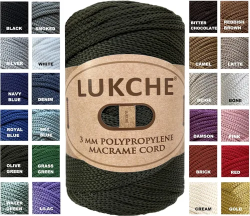 Vista 29 de Cuerda de macramé premium de poliéster de 3 mm, 147 yardas, 8.82 oz, 100% cuerda de macramé de polipropileno, hilo de color para crochet