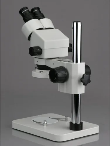 Vista 4 de Microscopio binocular estéreo 7X-45X con soporte de pilar de 14" y luz de anillo de 64 LED