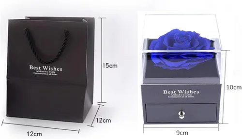 Vista 6 de Rosa real preservada con collar de plata de ley, caja de regalo de joyería de rosa preservada con collar con dije, rosa eterna, regalo para mamá
