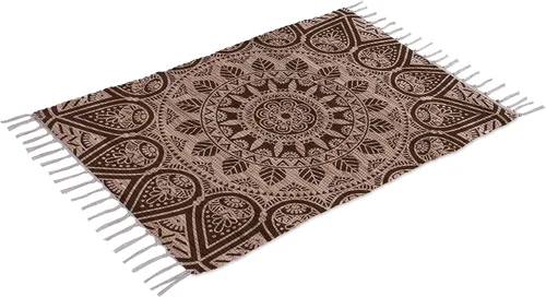 Vista 21 de Alfombra de trapo de algodón hecha a mano de 24 x 36 pulgadas, alfombra multicolor de 2 x 3 pies, tejida a mano, lavable y reversible para sala