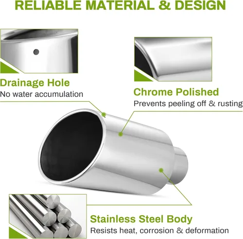 Vista 4 de AUTOSAVER88 Punta de escape cromada de 4 pulgadas, entrada de 4 pulgadas, salida de 7 pulgadas, longitud total de 15 pulgadas, punta de escape