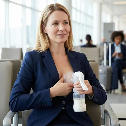 Vista 2 de Elfzone Extractor de Leche Manual - Bomba de Mano de Succión Ajustable de Silicona para Lactancia, Pequeño Extractor Manual Portátil de Leche