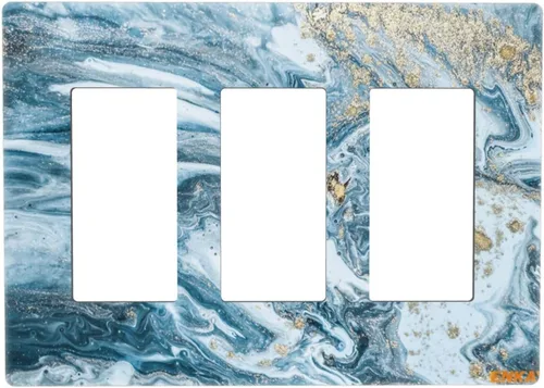 Vista 98 de Arte Moderno Abstracto de Lujo Turquesa Oscuro Verde Azulado Azul Gris Patrón Texturizado de Mármol 1 Gang Interruptor de Luz de Palanca Simple