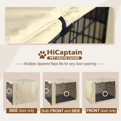 Vista 4 de HiCaptain - Cubierta de doble puerta para jaula de perro (para cajas de alambre de 24 30 36 42 48 pulgadas)