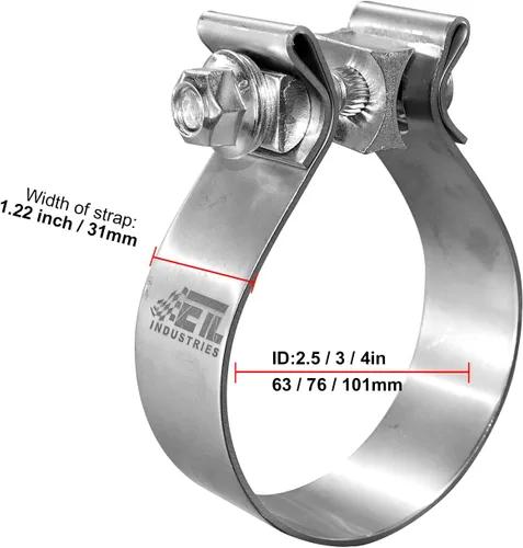 Vista 4 de Abrazadera de escape de 2.5 pulgadas, abrazadera de acero inoxidable 304 de banda estrecha de 2 1/2 pulgadas para silenciador, 1 unidad