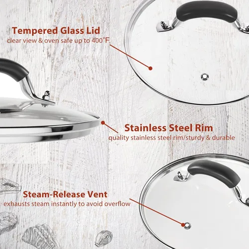 Vista 4 de Tapa de vidrio templado de 9.1 pulgadas para olla instantánea de 5/6 cuartos de galón, cubierta universal para olla a presión eléctrica con perilla
