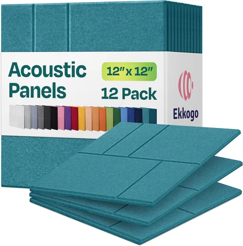Vista 60 de Paneles acústicos, paquete de 12 paneles de pared insonorizados de 12 x 10.4 x 0.4 pulgadas, paneles de amortiguación de sonido de alta densidad