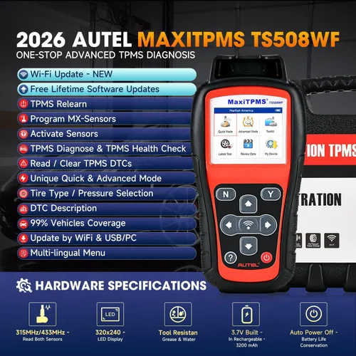 Vista 2 de Autel MaxiTPMS TS508WF TPMS Herramienta de reaprendizaje, WiFi 2026 Ver. de TS508 TS501 TS408S TS601, activar/volver a aprender/diagnosticar todos