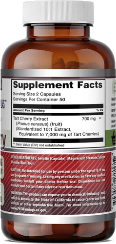 Vista 2 de Amazing Formulas Tart Cherry 700 mg Extracto 10:1 Suplemento de 100 cápsulas Sin OMG Sin gluten Fabricado en los Estados Unidos