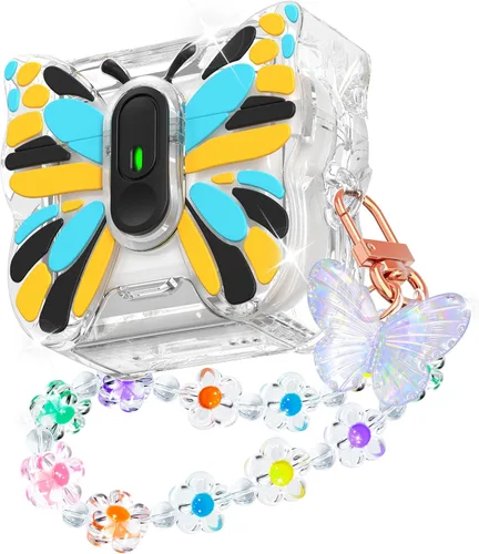 Vista 23 de R-fun Funda para AirPods Pro 2 Butterfly Artistry - Tapa desplegable automática y función de soporte, protección de grado militar de 360°