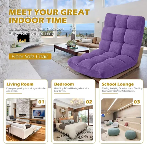 Vista 57 de Silla plegable para juegos de suelo de 14 posiciones, acolchada y ajustable, con algodón transpirable y terciopelo coral agradable a la piel