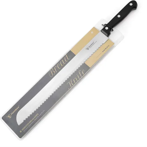 Vista 5 de Cuchillo de pan dentado de 12 pulgadas, hoja de acero inoxidable de alta calidad con borde ondulado, mango de espiga completa, cuchillo afilado