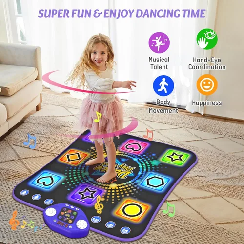 Vista 6 de Juguetes de Tapete de Baile para Niñas de 3-12 Años - Tapete de Baile Iluminado de 8 Botones para Niños de 4-8 Años Almohadilla de Baile Bluetooth