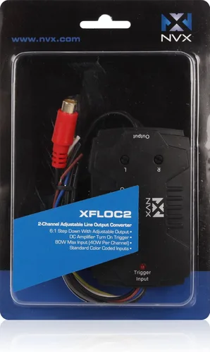 Vista 4 de NVX XFLOC2 Convertidor de salida de línea ajustable de 2 canales 80W con encendido remoto