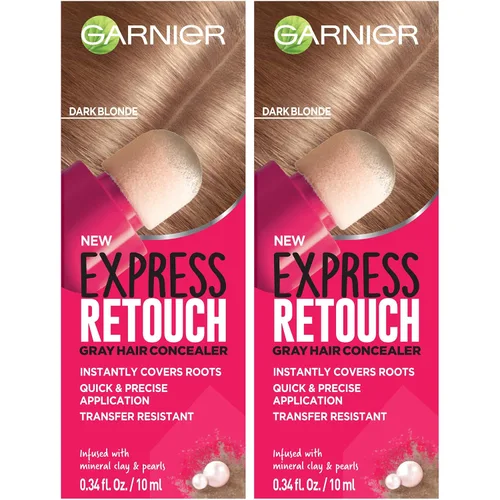 Garnier Hair Color Express Retouch - Retoque instantáneo para canas, corrector de canas, cobertura instantánea para canas, color negro, rubio oscuro