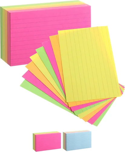 Mr. Pen Tarjetas de Estudio de Neón Rayadas - 3x5, 180 Tarjetas - Tarjetas Rayadas para Estudiar