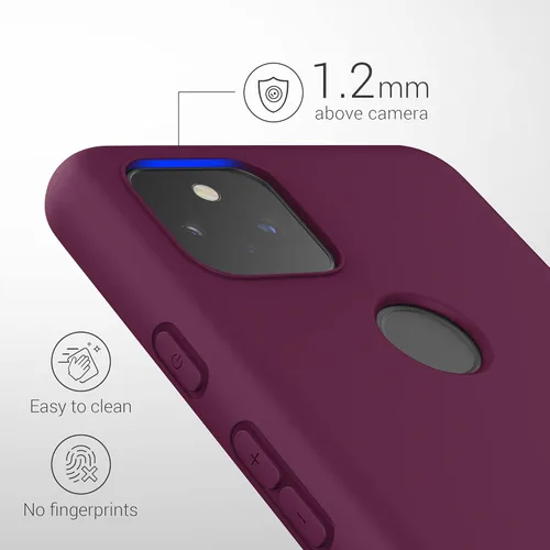 Vista 3 de kwmobile Funda compatible con Google Pixel 5a 5G - Funda protectora de silicona TPU suave y delgada - Violeta burdeos