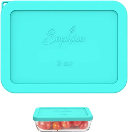 Vista 8 de Sophico - Tapas de repuesto de silicona para recipientes de almacenamiento rectangulares de 3 tazas para cuencos de vidrio Pyrex 7210-PC, recipiente