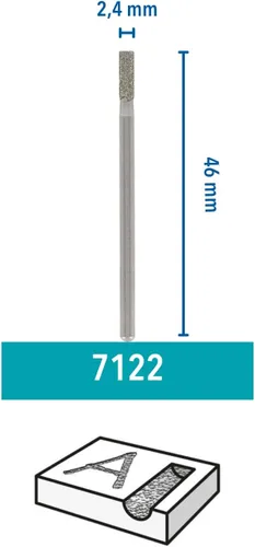 Vista 2 de Dremel 7122 Juego de brocas cilíndricas de diamante de 2 piezas con brocas de 0.094 in para grabar, tallar y cortar