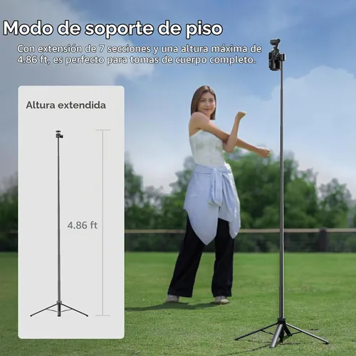 Vista 5 de ULANZI TT24 CKa Trípode selfie Stick de liberación rápida con apertura de un solo toque, mango ajustable de 59 pulgadas con cabezal de bola