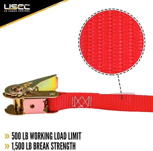 Vista 2 de US Cargo Control Correas de trinquete sin fin, correa de trinquete de extremo abierto de 1 pulgada de ancho x 13 pies de largo, correa de trinquete