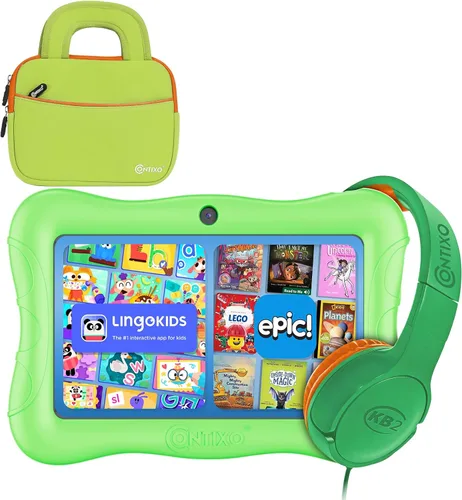 Vista 11 de Contixo Paquete de Tabletas para Niños de 7 Pulgadas - Tabletas Android y Auriculares con Cable para Niños, con más de 50 Libros de Cuentos