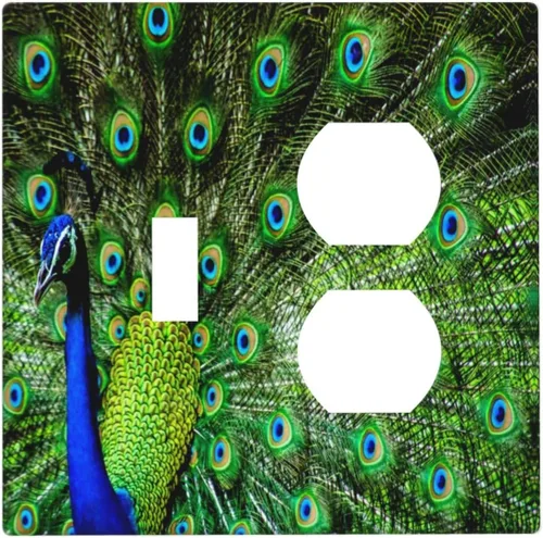Vista 23 de Cubierta decorativa para toma de corriente de pavo real, cubierta de salida de 1 banda, cubierta de placa de interruptor de luz, placas